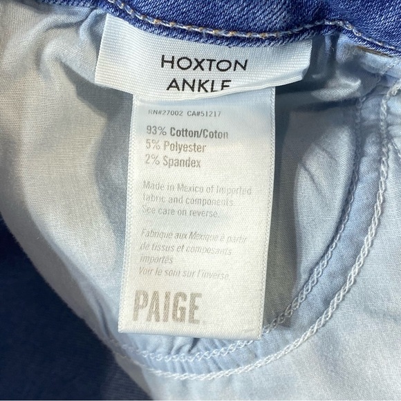 Paige Jeans Womens 27 Blue Hoxton Ankle Skinny Mid Rise Raw Hem Stretch Denim - Picture 10 of 16
